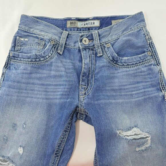 Bke Carter Straight Jeans Men Size 27S Distressed Torn Rough Faded Streetwear - Picture 5 of 12